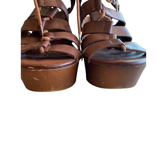 🍒 2/$20 🍒 Brown Steve Madden Strappy Wedge Sandals sz 9.5 - Picture 2 of 7